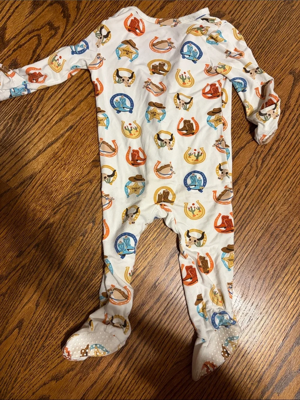 Angel Dear White Footed One-Piece with Western Motif